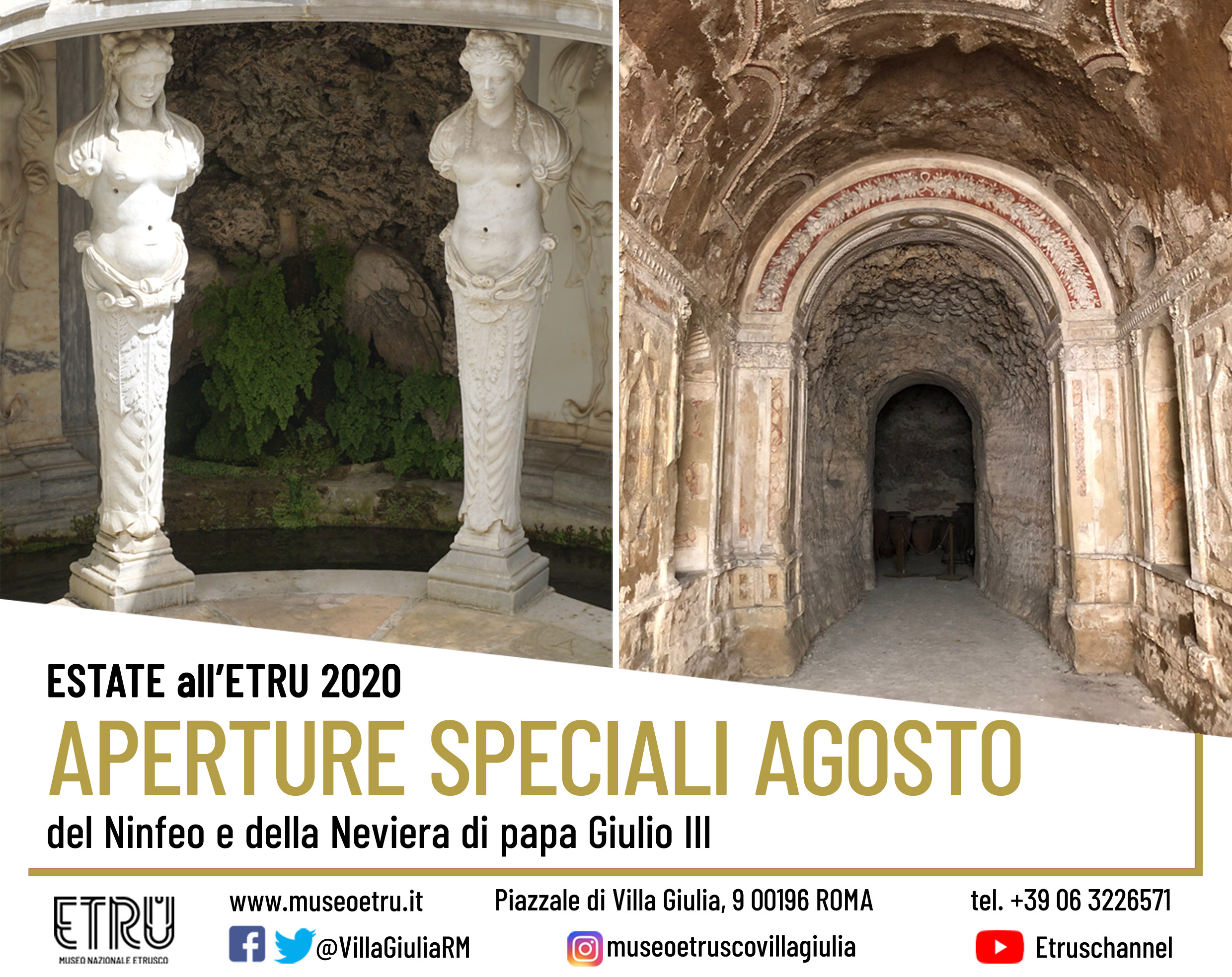 APERTURE SPECIALI DEL NINFEO E DELLA NEVIERA AGOSTO 2020